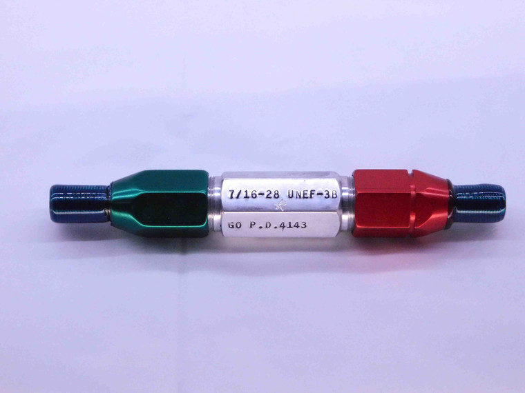 7/16 28 UNEF 3B THREAD PLUG GAGE .4375 GO NO GO P.D.'S = .4143 & .4178 CHECK - DW24384RD