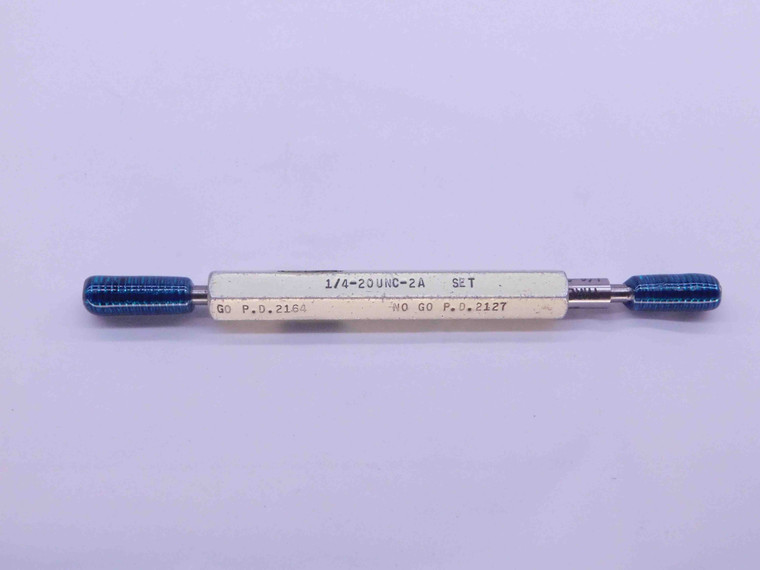 1/4 20 UNC 2A SET THREAD PLUG GAGE .25 .250 GO NO GO P.D.'S = .2164 & .2127 - DW24518RD