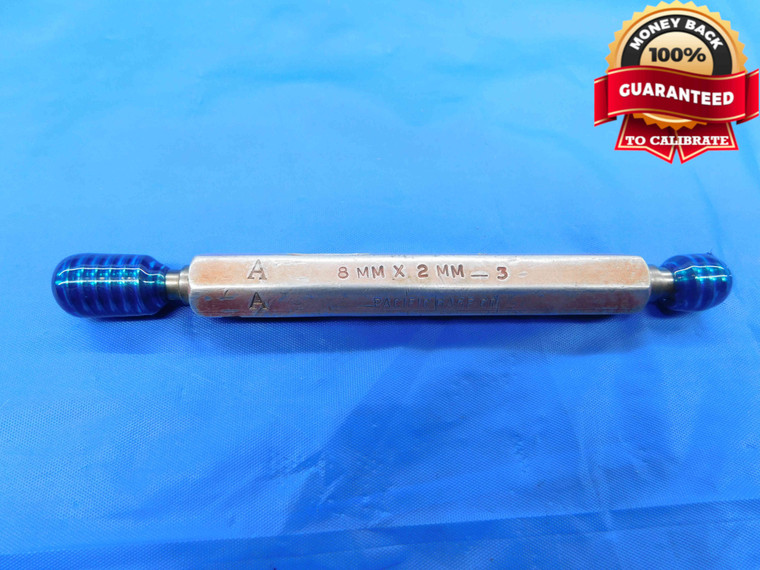 M8 X 2 THREAD PLUG GAGE 8 2.0 GO NO GO P.D.'S = .2638 & .2679 CHECK - DW24556RD