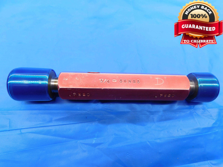 3/4 36 NS 3 THREAD PLUG GAGE .75 .750 .7500 GO NO GO P.D.'S = .7320 & .7350 - DW24569RD