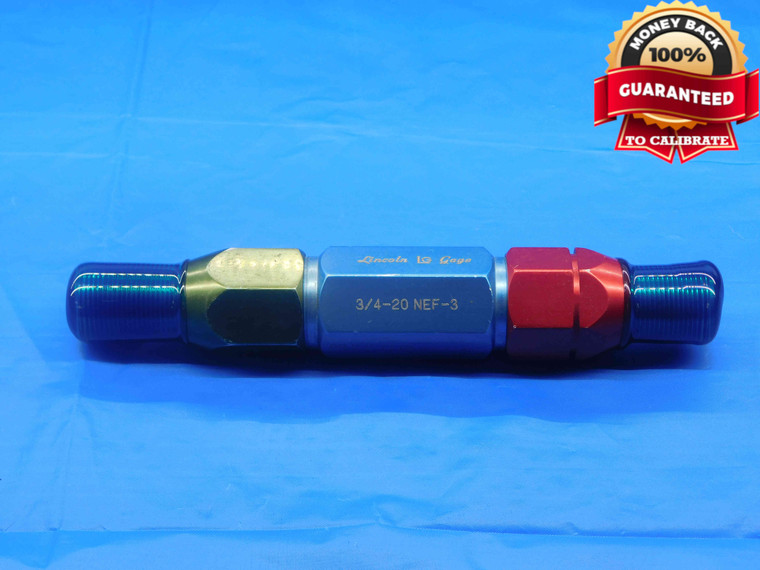 3/4 20 NEF 3 THREAD PLUG GAGE .75 .750 GO NO GO P.D.'S = .7175 & .7207 UNEF-3 - DW24594RD