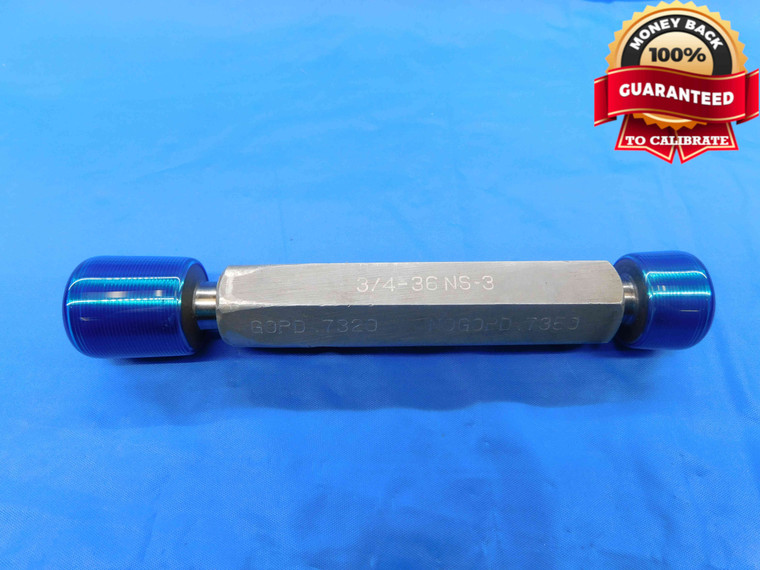 3/4 36 NS 3 THREAD PLUG GAGE .75 .750 .7500 GO NO GO P.D.'S = .7320 & .7350 - DW24606RD