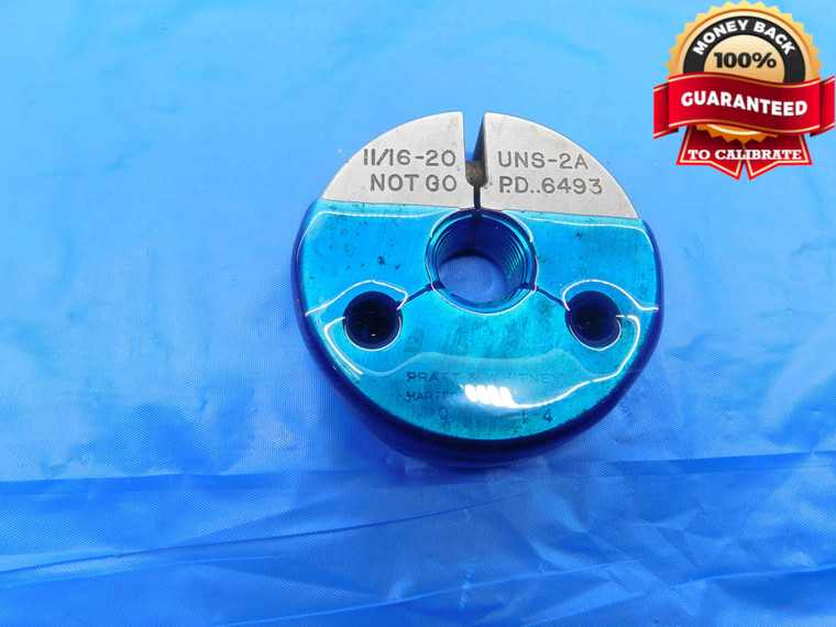 11/16 20 UNS 2A THREAD RING GAGE .6875 NO GO ONLY P.D. = .6493 INSPECTION CHECK - DW24646RD