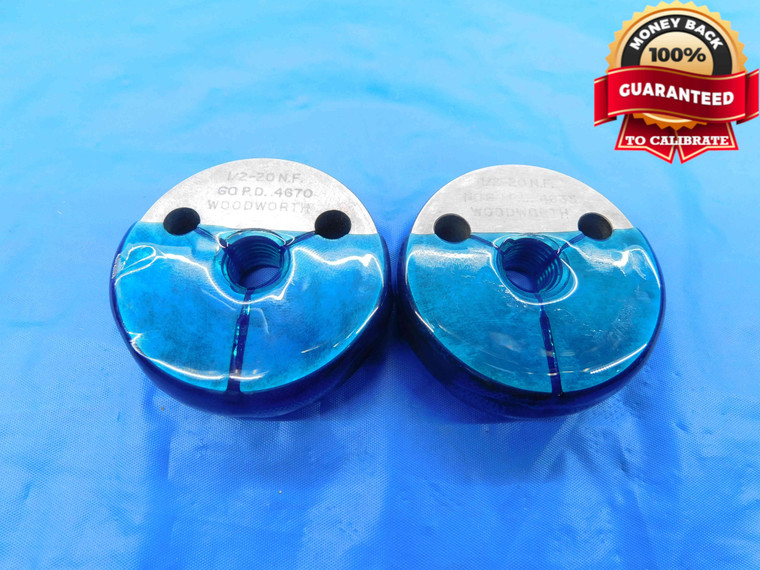 1/2 20 NF SPECIAL THREAD RING GAGES .5 .50 GO NO GO P.D.'S = .4670 & .4635 UNF - DW24702RD