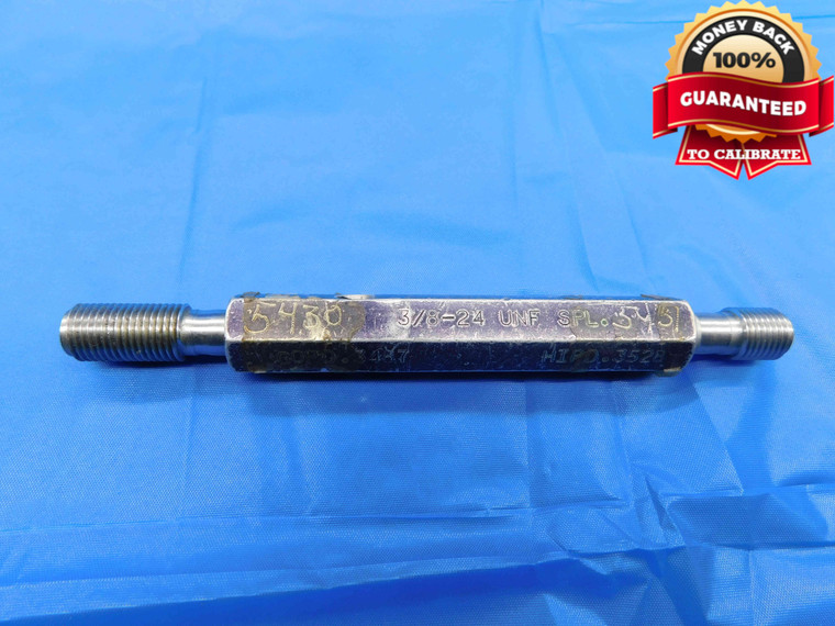 3/8 24 UNF 2B SPECIAL THREAD PLUG GAGE .375 GO NO GO P.D.'S = .3487 & .3528 - DW24715RD