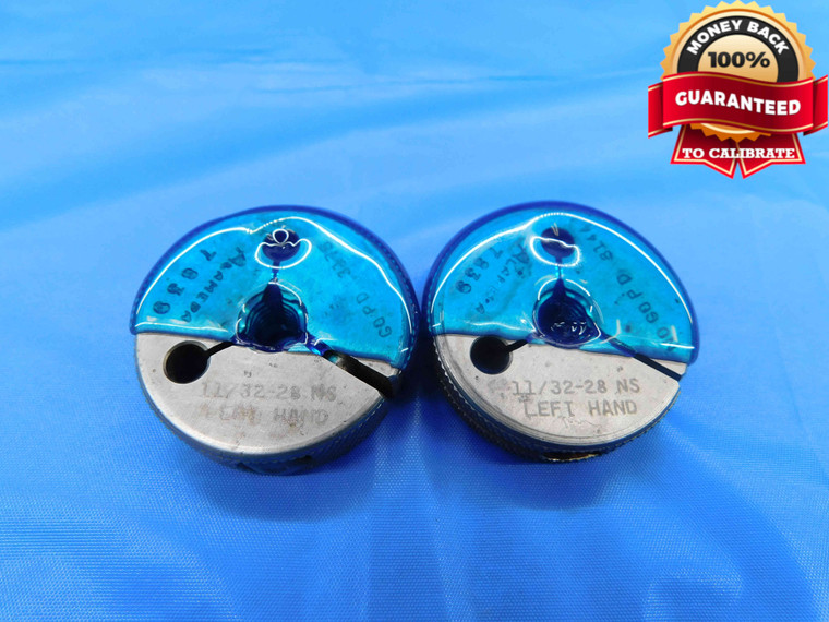 11/32 28 NS LEFT HAND THREAD RING GAGES .34375 GO NO GO P.D.'S = .3175 & .3144 - DW24726RD