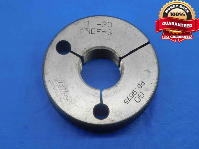 1" 20 NEF 3 THREAD RING GAGE 1.0 1.00 1.000 GO ONLY P.D. = .9675 UNEF-3 3A CHECK - DW24894RD