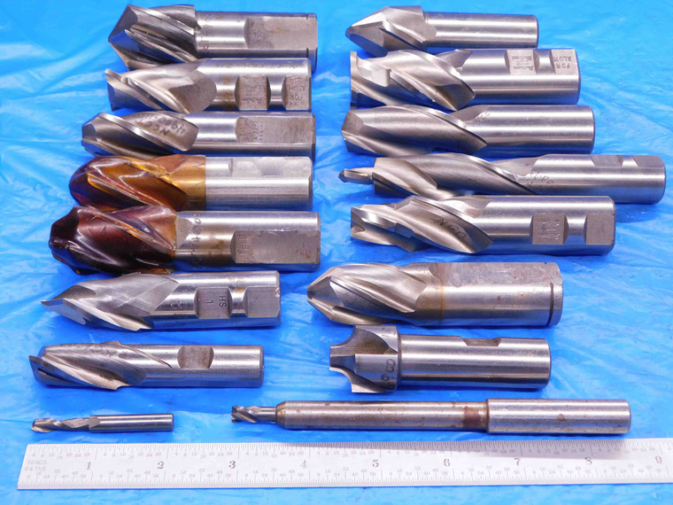 LOT OF 16 HSS TAPERED / RADIUS END MILLS PUTNAM WELDON F&D SIZES 7/32 TO 1 1/2 - AB0613LVR