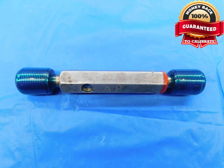 3/4 20 NEF 2 SET THREAD PLUG GAGE .75 .750 .7500 GO NO GO P.D.'S = .7175 & .7129 - DW24927RD