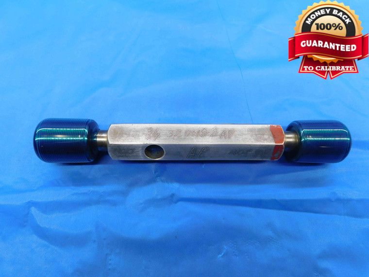3/4 32 UNS 2 SET THREAD PLUG GAGE .75 .750 .7500 GO NO GO P.D.'S = .7297 & .7250 - DW24929RD