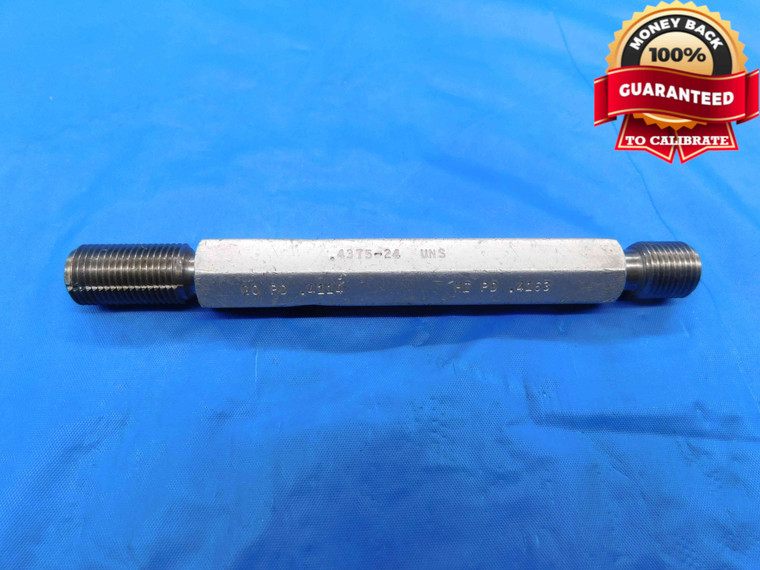 BUDGET 7/16 24 UNS THREAD PLUG GAGE .4375 GO NO GO PDS= .4114 & .4163 INSPECTION - DW24994LVR