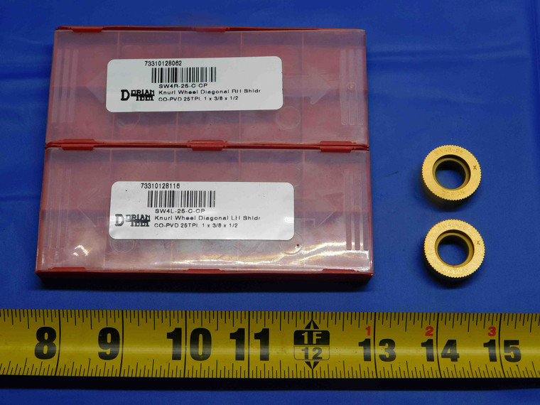 2pcs NEW DORIAN KNURL WHEELS SW4R-25-C-CP CO-PVD 25 TPI 1 X 3/8 X 1/2 KNURLING - HS1329CK2