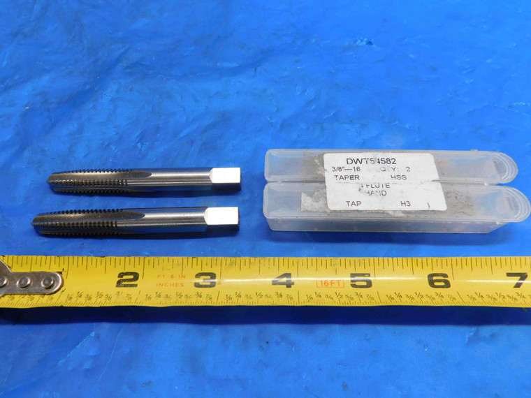 2pcs NEW 3/8 - 16 GH3 HSS TAPER HAND TAP 4 STRAIGHT FLUTE .375 H3 3/8-16 - RB0685BW2