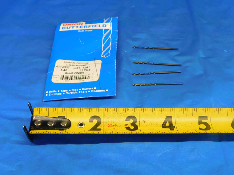 5PCS UNION-BUTTERFIELD 1.40mm HSS JOBBER LENGTH TWIST DRILL BIT 14mm SHANK - HS1422BW2