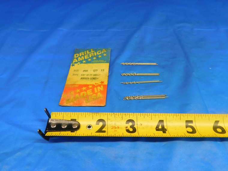 12PCS DRILL AMERICA 0.042 O.D. COBALT JOBBER LENGTH TWIST DRILL BIT .042 #58 - HS1425BW2