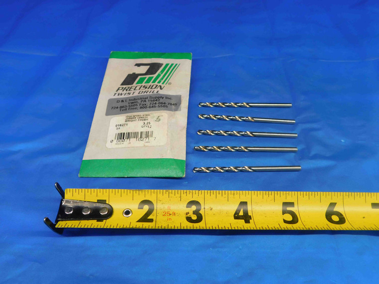 5PCS PRECISION 3.25mm HSS JOBBER LENGTH TWIST DRILL BIT 30mm LOC 65mm OAL - HS1449BW2
