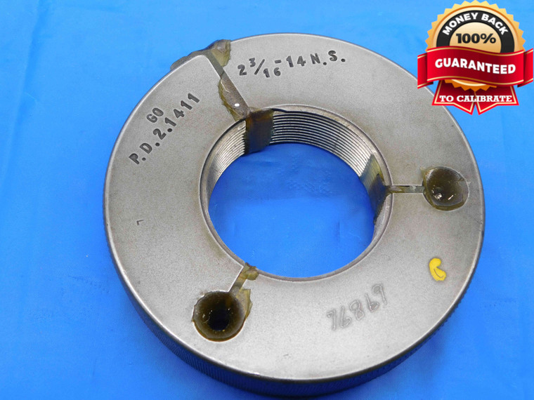 2 3/16 14 NS THREAD RING GAGE 2.1875 GO ONLY P.D. = 2.1411 INSPECTION UNS-3A - DW25138BB3