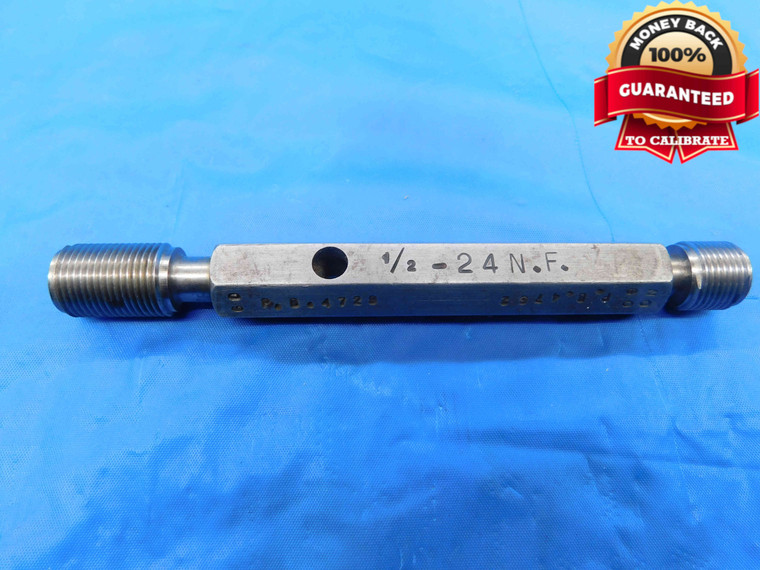 1/2 24 NF THREAD PLUG GAGE .5 .50 .500 .5000 GO NO GO P.D.'S = .4729 & .4762 UNF - DW25011RD