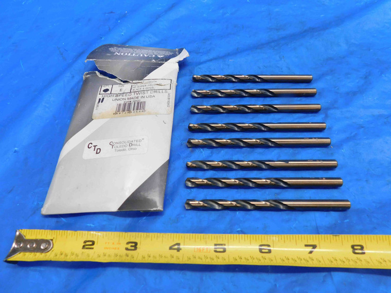 8PCS CTD 1/4 O.D. HSS JOBBER LENGTH TWIST DRILL BIT SIZE E .25 LETTER E USA - RB0778BW2