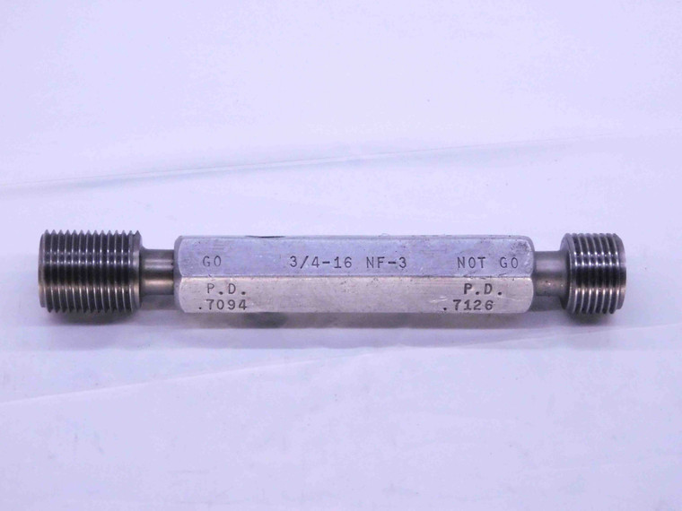 3/4 16 NF 3 THREAD PLUG GAGE .75 .750 GO NO GO P.D.'S = .7094 & .7126 UNF-3 - DW25150RD