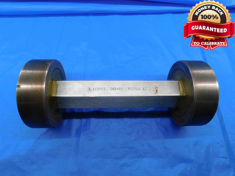 3 1/8 24 UNS 2B TRIPLE LEAD THREAD PLUG GAGE 3.125 GO NO GO PDS= 3.0979 & 3.1043 - DW25340RD