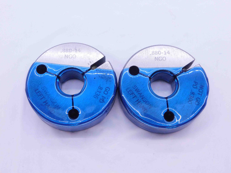 .880 14 NGO LEFT HAND THREAD RING GAGES .88 GO NO GO = .8336 & .8300 GAS OUTLET - DW24237RD