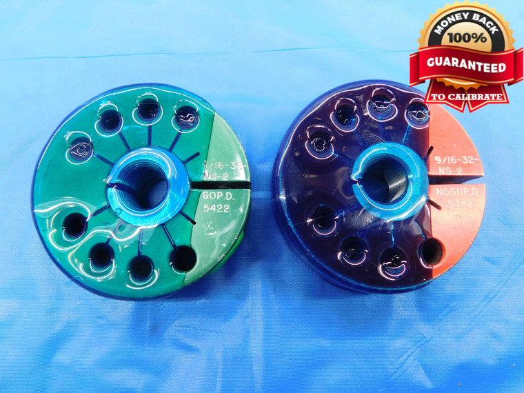9/16 32 NS 2 THREAD RING GAGES .5625 GO NO GO P.D.'S = .5422 & .5382 INSPECTION - DW24247RD