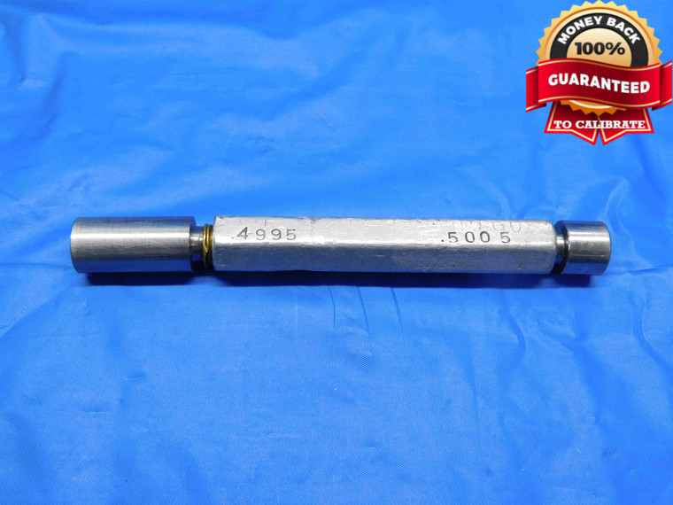 .4995 & .5005 PIN PLUG GAGE GO NO GO .5000 -.0005 UNDERSIZE 1/2 12.713 mm - BS0229RD