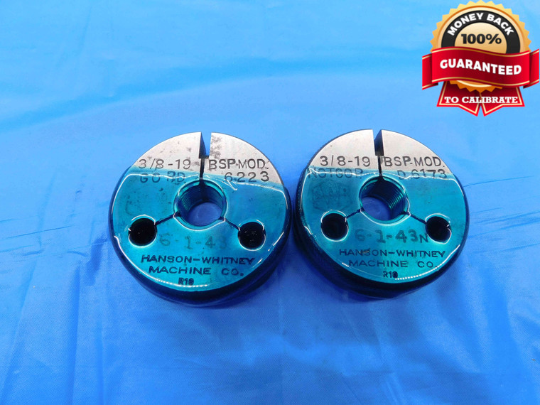 3/8 19 BSP MODIFIED PIPE THREAD RING GAGE .375 GO NO GO = .6223 .6173 G3/8 BSPP - DW25463BF3