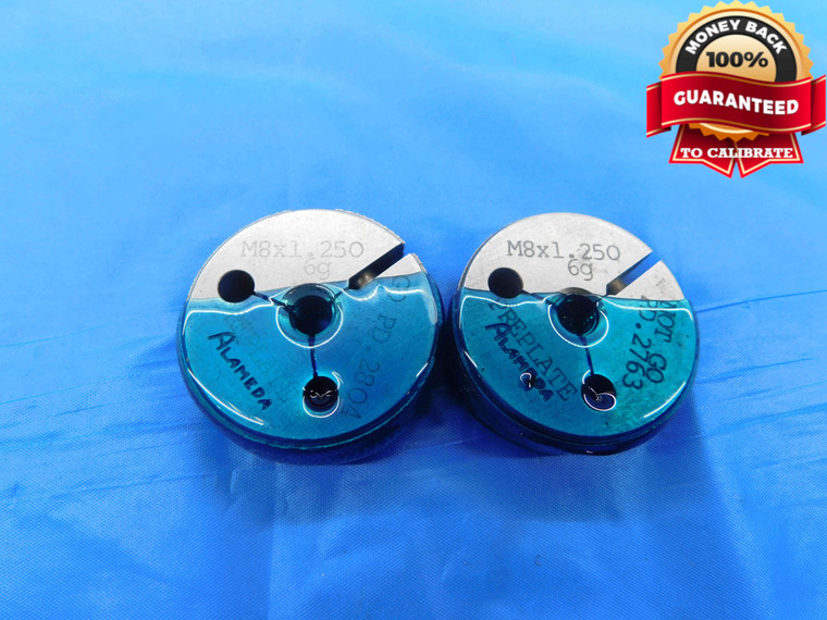 M8 X 1.25 6g METRIC PREPLATE THREAD RING GAGES 8 GO NO GO P.D.'S = .2804 & .2763 - DW25475BF3