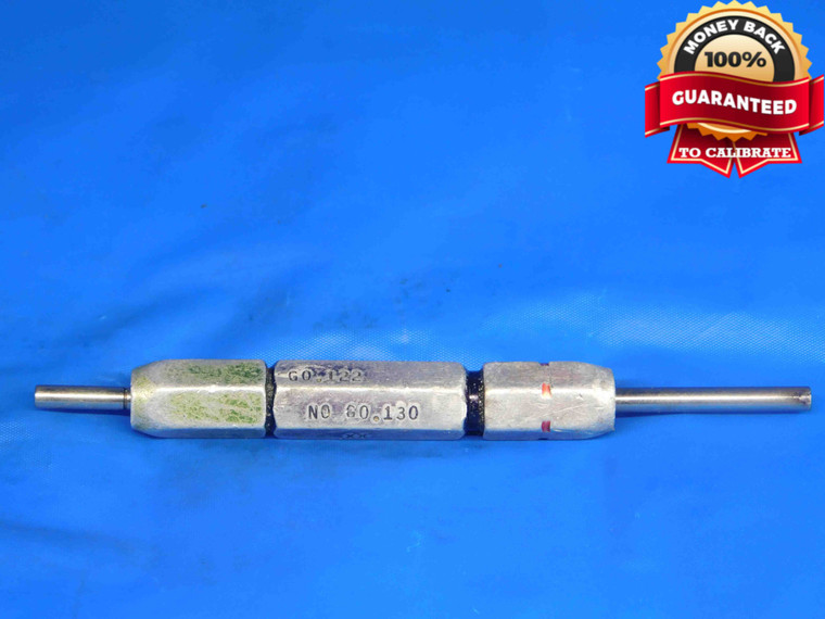 .1220 & .1300 CL XX PIN PLUG GAGE GO NO GO .1250 -.0030 1/8 3 .122 .130 QUALITY - BR0071RD