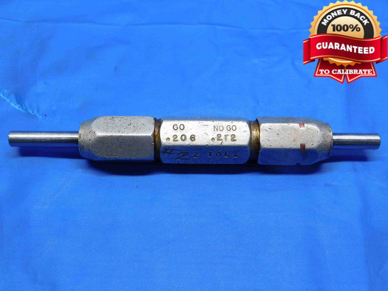 .2060 & .2120 CL Z PIN PLUG GAGE GO NO GO .2031 +.0029 13/64 5.232 mm .206 .212 - BS0297RD