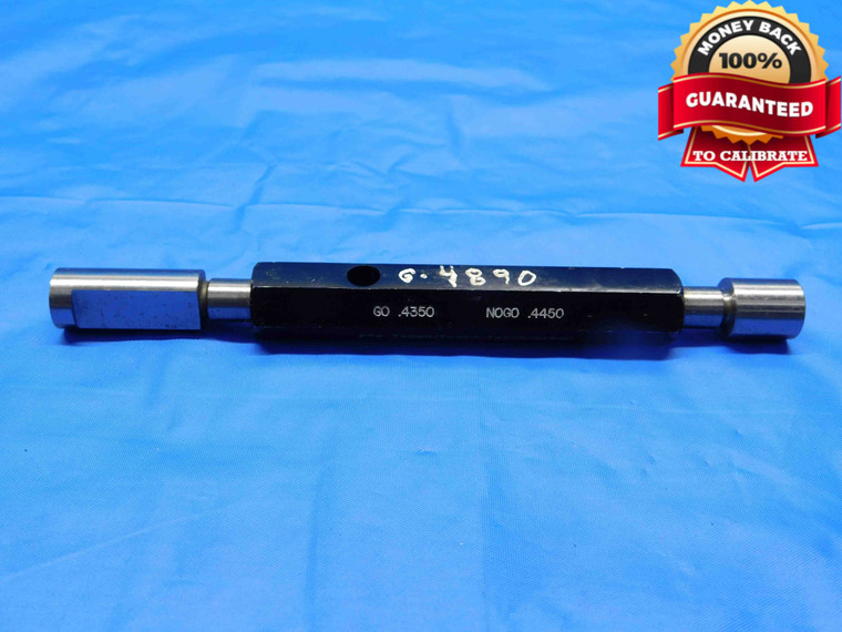 .4350 & .4450 CL Z PIN PLUG GAGE GO NO GO .4375 -.0025 7/16 11 mm .435 .445 - BS0303RD