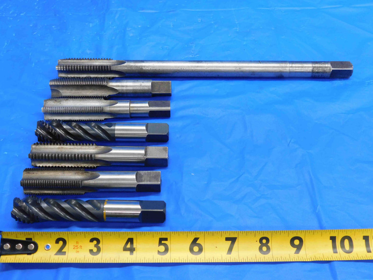 LOT OF 7 HSS 7/8 - 9 & 7/8 - 14 TAPS BOTTOMING PLUG SPIRAL POINT .875 NF NC - RB1980BT2