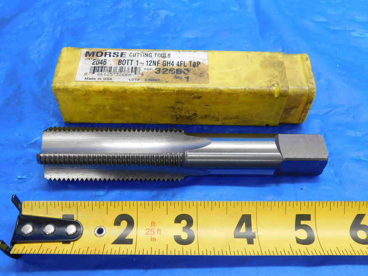 MORSE 1" 12 GH4 HSS BOTTOMING TAP 4 STRAIGHT FLUTE 1.0 1"-12 NF MADE IN USA - RB1975BT2