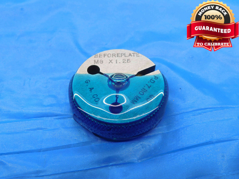 M8 X 1.25 BEFORE PLATE THREAD RING GAGE 8 GO ONLY P.D. = 7.110 INSPECTION CHECK - DW25808BH3