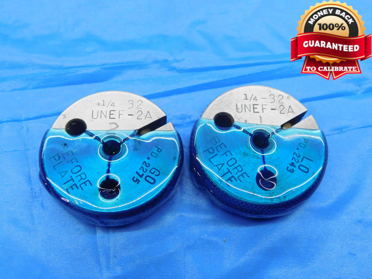 1/4 32 UNEF 2A BEFORE PLATE THREAD RING GAGES .25 GO NO GO PD'S = .2275 & .2243 - DW25816BH3