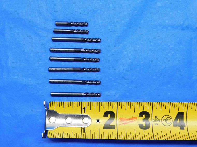 LOT OF 8 GARR 1/8" OD SOLID CARBIDE END MILLS 1/2" LOC 1/8 SHANK .125 MILLING - BS0844AY3