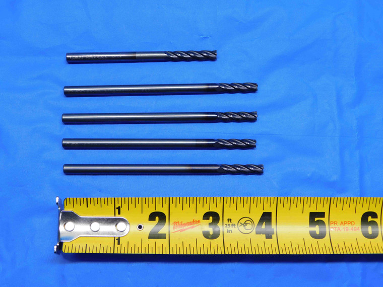 LOT OF 5 GARR 3/16" O.D. SOLID CARBIDE END MILLS 7/8" LOC 3/16" SHANK .3125 - BS0846AY3