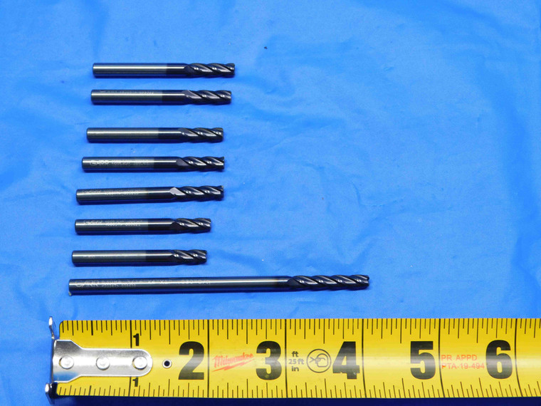 LOT OF 8 3/16" OD GARR REGROUND SOLID CARBIDE END MILLS 1/2" - 1" LOC .1875 - BS0879AY3