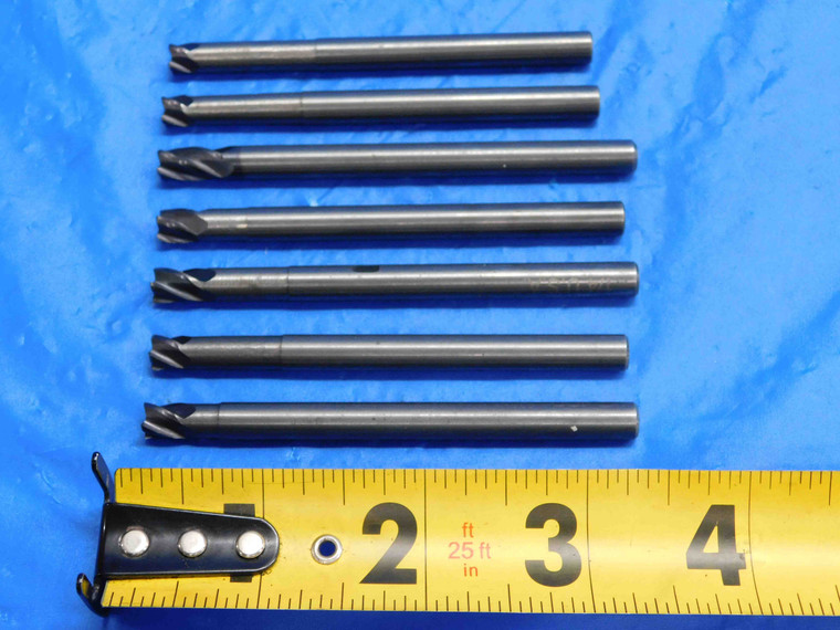 7pc LOT REGROUND 1/4 O.D. CARBIDE END MILLS CORNER RADIUS EXTRA LONG .25 GARR - RB2283AY3