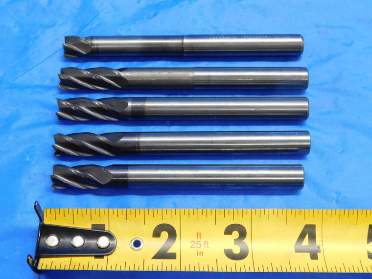 5pc LOT REGROUND 5/16 O.D. CARBIDE END MILLS CORNER RADIUS BULL NOSE .3125 GARR - RB2273AY3