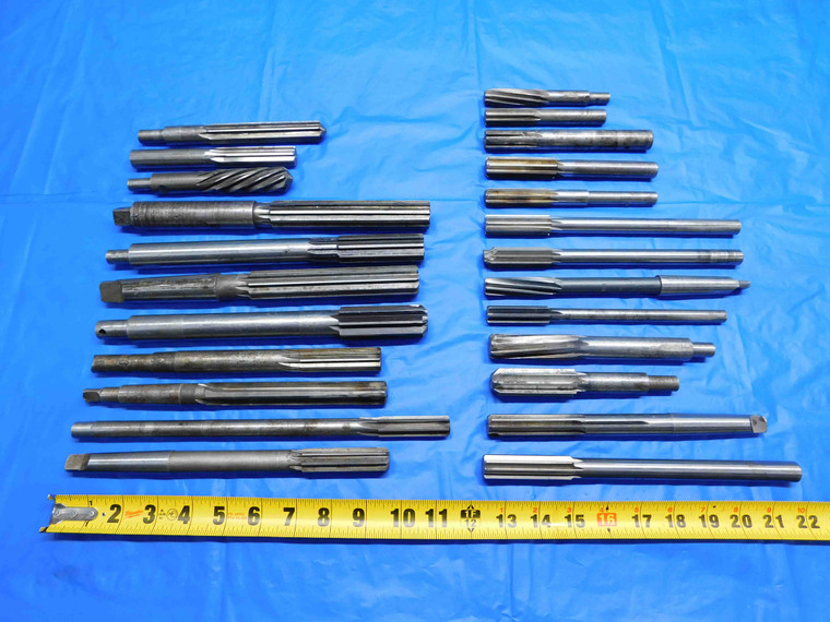 24pc LOT HSS REAMERS VARIOUS SIZES & STYLES STRAIGHT SHANK MORSE TAPER CHUCKING - BS0901AY3