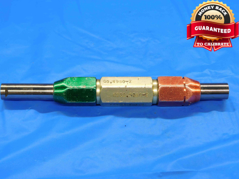 .4980 & .5080 CL Z PIN PLUG GAGE GO NO GO .5000 -.0020 1/2 13 mm .498 .508 - BT0042LVR