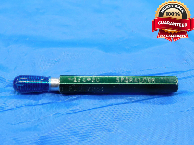 1/4 20 SPIRALOCK THREAD PLUG GAGE .25 .250 .2500 GO ONLY P.D. = .2284 CHECK - DW25918BH3