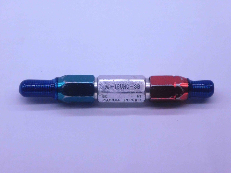 3/8 16 UNC 3B THREAD PLUG GAGE .375 .3750 GO NO GO P.D.'S = .3344 & .3387 CHECK - DW25985BK3