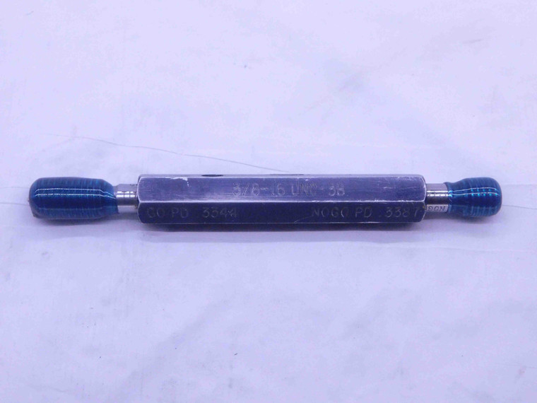 3/8 16 UNC 3B THREAD PLUG GAGE .375 .3750 GO NO GO P.D.'S = .3344 & .3387 CHECK - DW25985BK3