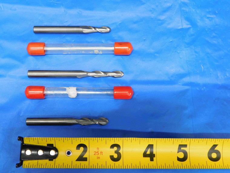3pcs 7/32" O.D. SOLID CARBIDE BALL NOSE END MILLS 2FL 3/4" - 1 1/8" LOC  - BS1134AG3