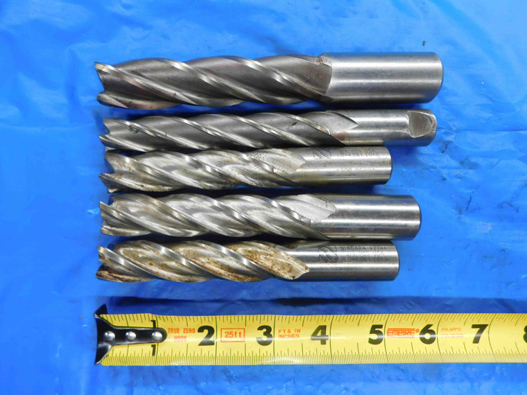 5PCS SQUARE HSS END MILL VARIOUS CUTTING DIAMETERS FROM 3/4 - 1" .75 - 1.000 - BT0390LVR
