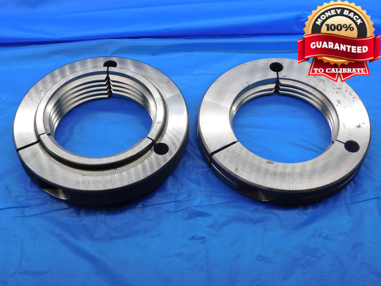 4" 4 UNC 2A THREAD RING GAGES 4.0 4.0 GO NO GO P.D.'S = 3.8342 & 3.8229 CHECK - DW26098BK3